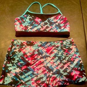 Fabletics reversible sports bra & matching shorts.